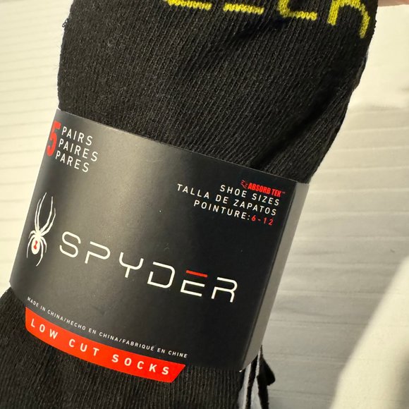 Black/White-Spyder Low Cut Socks-5 Pairs-Mens 6-12 - Picture 6 of 7